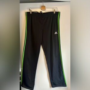Adidas Black Track Pants with neon Green Stripes size small men’s clima 365